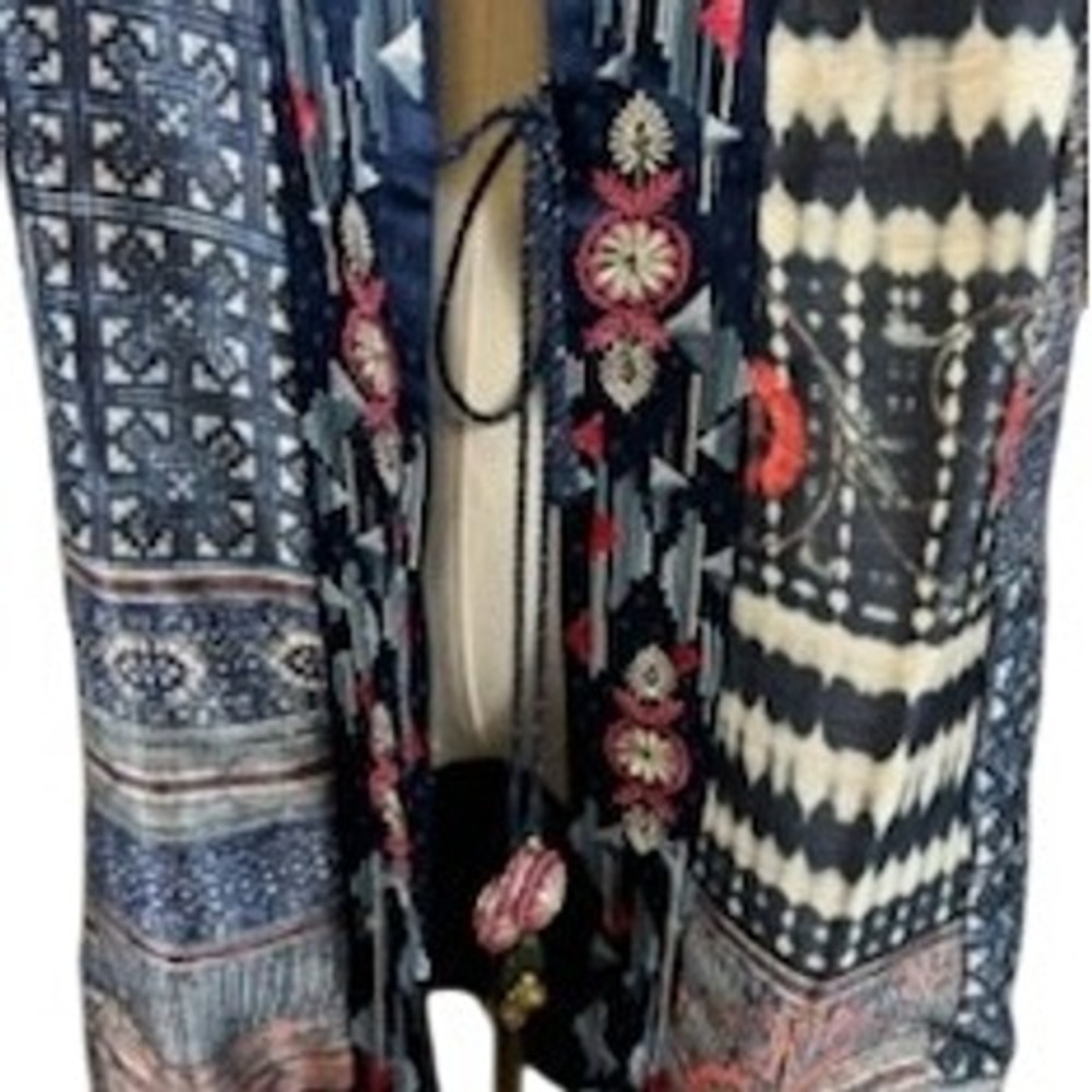 Soft Surroundings Montebleu Indigo Topper Kimono Bohemian Patchwork Size M - Picture 5 of 9